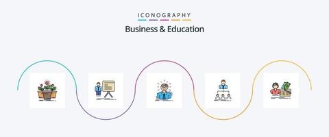 Geschäfts- und Bildungslinie gefülltes flaches 5-Icon-Paket einschließlich Organisation. Mannschaft. Graph. Geschäftsmann. Arzt vektor