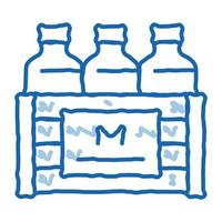 Packung Milchflaschen doodle Symbol handgezeichnete Abbildung vektor