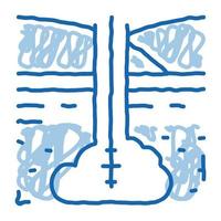 gaseintritt in die handgezeichnete illustration des gekritzelsymbols im boden vektor