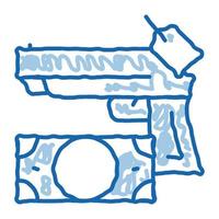 Geben Sie dem Pfandhaus eine Waffe für Geld Doodle Symbol handgezeichnete Illustration vektor