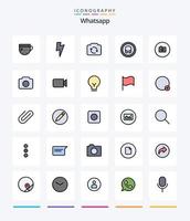 kreatives WhatsApp 25 Zeilen gefülltes Icon Pack wie Basic. Kamera. Aktualisierung. ui. Kopfhörer vektor