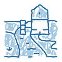 Wassermühle doodle Symbol handgezeichnete Abbildung vektor
