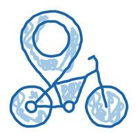 Geolokalisierung Fahrrad Doodle Symbol handgezeichnete Abbildung vektor