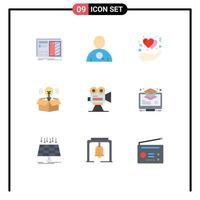 Stock Vector Icon Pack mit 9 Zeilenzeichen und Symbolen für die Erfassung von Licht schützen Ideenbox editierbare Vektordesign-Elemente