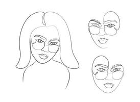 kvinnor med solglasögon fortsätter linje teckning vektor