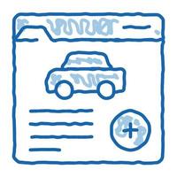 Auto-Krankenversicherung-Doodle-Symbol handgezeichnete Illustration vektor