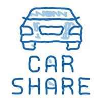 Auto-Sharing-Doodle-Symbol handgezeichnete Illustration vektor