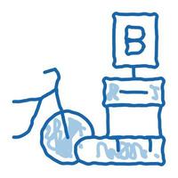 Lieferpunkt Bike-Sharing-Dienste doodle Symbol handgezeichnete Abbildung vektor