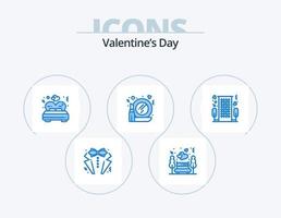 Valentinstag blau Icon Pack 5 Icon Design. Herz. Spiegel. Park. machen. Hochzeit vektor