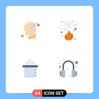 Stock Vector Icon Pack mit 4 Zeilen Zeichen und Symbolen für Kopf Rauch Geist Feuer Flasche editierbare Vektordesign-Elemente