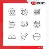 9 kreative Symbole moderne Zeichen und Symbole der Pflege Weihnachten Halloween Bier Dateien editierbare Vektordesign-Elemente vektor