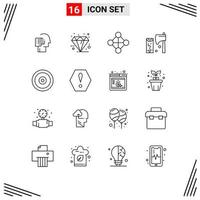 Stock Vector Icon Pack mit 16 Linienzeichen und Symbolen für Holzschnitt Premium-Bautopologie editierbare Vektordesign-Elemente