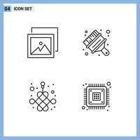 uppsättning av 4 modern ui ikoner symboler tecken för album ny konst borsta chip redigerbar vektor design element