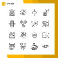 16 Icon Set Line Style Icon Pack Umrisssymbole isoliert auf weißem Hintergrund für responsive Website, die kreativen schwarzen Icon-Vektorhintergrund entwirft vektor