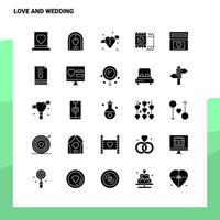 25 Symbolsatz für Liebe und Hochzeit Solide Glyphensymbolvektor-Illustrationsvorlage für Web- und mobile Ideen für Unternehmen vektor