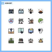 piktogram uppsättning av 16 enkel platt Färg fylld rader av kraft vadas schema försäljning kanji kaka redigerbar kreativ vektor design element