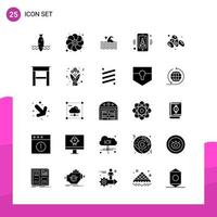 Glyphen-Icon-Set Packung mit 25 soliden Icons isoliert auf weißem Hintergrund für responsives Website-Design Print und mobile Anwendungen kreativer schwarzer Icon-Vektor-Hintergrund vektor