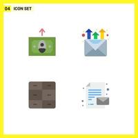 4 användare gränssnitt platt ikon packa av modern tecken och symboler av kontanter interiör post garderob papper redigerbar vektor design element