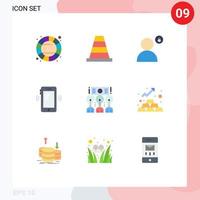 moderner satz von 9 flachen farben piktogramm des treffens von huawei vorhängeschloss handy editierbare vektordesignelemente vektor