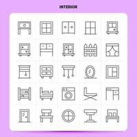 Umriss 25 Interieur Icon Set Vektor Linienstil Design schwarze Icons Set lineares Piktogramm Pack Web und mobile Geschäftsideen Design Vektor Illustration