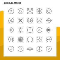 Satz von Symbolen Pfeile Linie Symbolsatz 25 Symbole Vektor Minimalismus Stil Design schwarze Symbole Set lineares Piktogrammpaket