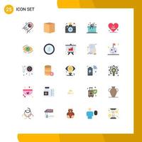 25 platt Färg begrepp för webbplatser mobil och appar amerikan hjärta kamera mamma gåva redigerbar vektor design element