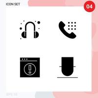 redigerbar vektor linje packa av 4 enkel fast glyfer av headsetet mänsklig ring upp nycklar chef redigerbar vektor design element