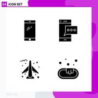 Solid Icon Set Packung mit 4 Glyphen-Icons isoliert auf weißem Hintergrund für Web-Print und mobile kreative schwarze Icon-Vektor-Hintergrund vektor