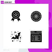 Solid Icon Set Packung mit 4 Glyphen-Icons isoliert auf weißem Hintergrund für Web-Print und mobile kreative schwarze Icon-Vektor-Hintergrund vektor