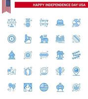 25 USA blå packa av oberoende dag tecken och symboler av dag boll festival basketboll keps redigerbar USA dag vektor design element