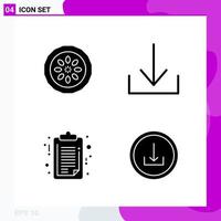 Solid Icon Set Packung mit 4 Glyphen-Icons isoliert auf weißem Hintergrund für Web-Print und mobile kreative schwarze Icon-Vektor-Hintergrund vektor