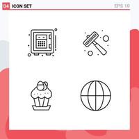 Aktienvektor-Icon-Pack mit 4 Zeilenzeichen und Symbolen für Einzahlungskuchen Geld Fleisch Lebensmittel editierbare Vektordesign-Elemente vektor