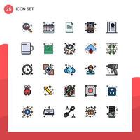 Aktienvektor-Icon-Pack mit 25 Zeilenzeichen und Symbolen für Reisen, Lesedatei, Online-Buch, editierbare Vektordesign-Elemente vektor