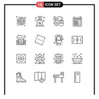 Mobile Interface Gliederungssatz von 16 Piktogrammen von Bildungsgebäuden Web-Computer-Tab-Browser editierbare Vektordesign-Elemente vektor