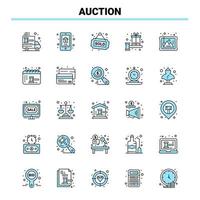 25 Auktion schwarz-blaues Icon-Set kreatives Icon-Design und Logo-Vorlage kreativer schwarzer Icon-Vektor-Hintergrund vektor