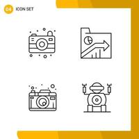 4 Icon Set Line Style Icon Pack Umrisssymbole isoliert auf weißem Hintergrund für responsive Website, die kreativen schwarzen Icon-Vektorhintergrund entwirft vektor