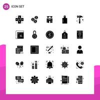 25 kreative Symbole, moderne Zeichen und Symbole der Hammerzubereitung, moderne Lebensmittel, Strand, editierbare Vektordesign-Elemente vektor