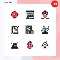 Gruppe von 9 modernen Filledline-Flachfarben für bearbeitbare Vektordesign-Elemente des Siegeldateizeichenzertifikats für Geräte vektor