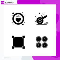 Solid Icon Set Packung mit 4 Glyphen-Icons isoliert auf weißem Hintergrund für Web-Print und mobile kreative schwarze Icon-Vektor-Hintergrund vektor