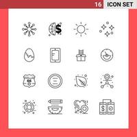 satz von 16 modernen ui-symbolen symbole zeichen für online ei natur osterei dekoration editierbare vektordesignelemente vektor