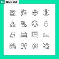 Mobile Interface Gliederungssatz von 16 Piktogrammen von editierbaren Vektordesign-Elementen der osterlichen christlichen Standortfeierleistung vektor