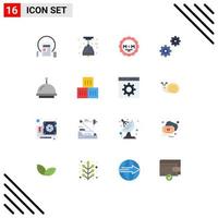 16 kreative Symbole, moderne Zeichen und Symbole für Hotelalarm-Medaillenoptionen, steuern ein editierbares Paket kreativer Vektordesign-Elemente vektor