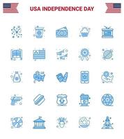 25 USA blå packa av oberoende dag tecken och symboler av oberoende trumma pengar firande fest redigerbar USA dag vektor design element
