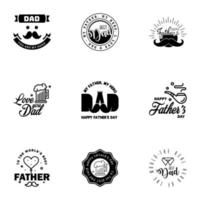 9 svart Lycklig fäder dag design samling en uppsättning av tolv brun färgad årgång stil fäder dag mönster på ljus bakgrund redigerbar vektor design element
