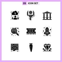 9 Symbole in Glyphen-Symbolen im soliden Stil auf weißem Hintergrund kreative Vektorzeichen für Web-Mobile und kreative schwarze Symbol-Vektorhintergrund für den Druck vektor