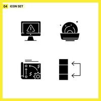 4 kreativ ikoner modern tecken och symboler av dator automatisering internet mat teknologi redigerbar vektor design element