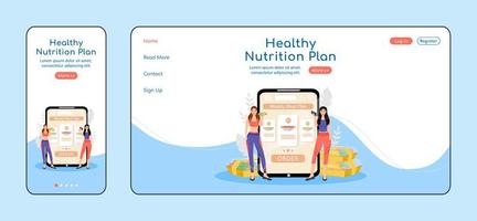 hälsosam näringsplan anpassningsbar målsida vektor
