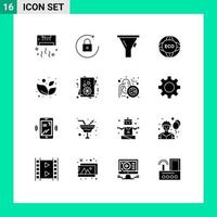 16 universelle solide Glyphenzeichen Symbole von Spa Eco Liter World global editierbare Vektordesign-Elemente vektor