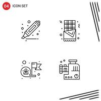 universelle Symbolsymbole Gruppe von 4 modernen gefüllten flachen Farben der Zeichnung Erfolg Churro Leistung Lebensmittelwolf editierbare Vektordesign-Elemente vektor