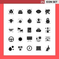 25 ikon packa fast stil glyf symboler på vit bakgrund enkel tecken för allmän design kreativ svart ikon vektor bakgrund